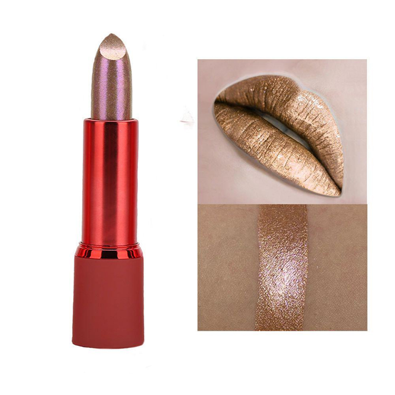 Glitter Lipstick Waterproof Metallic Lip Gloss Waterproof Pearl Lip Gloss para sa Babae Cosmetic Lipstick