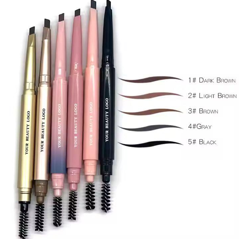Bagong Produkto Double Head Automatic Powder Waterproof Logo Eye Brow Eyebrow Pencil With Brush 5 color