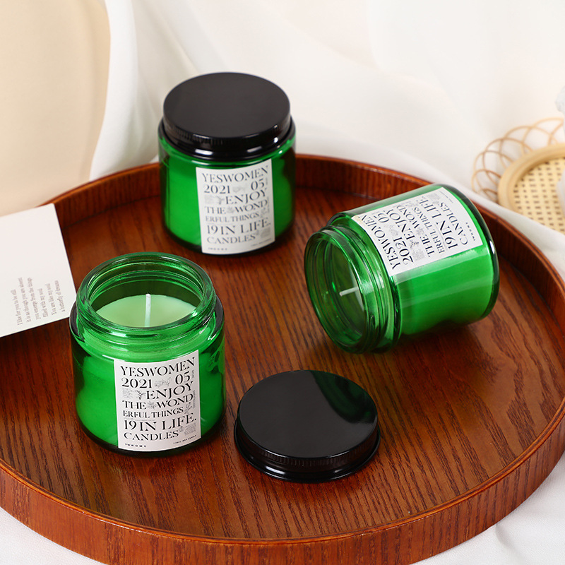 100g Candle Velas Aromaticas in Green Glass Jar Scented Candles
